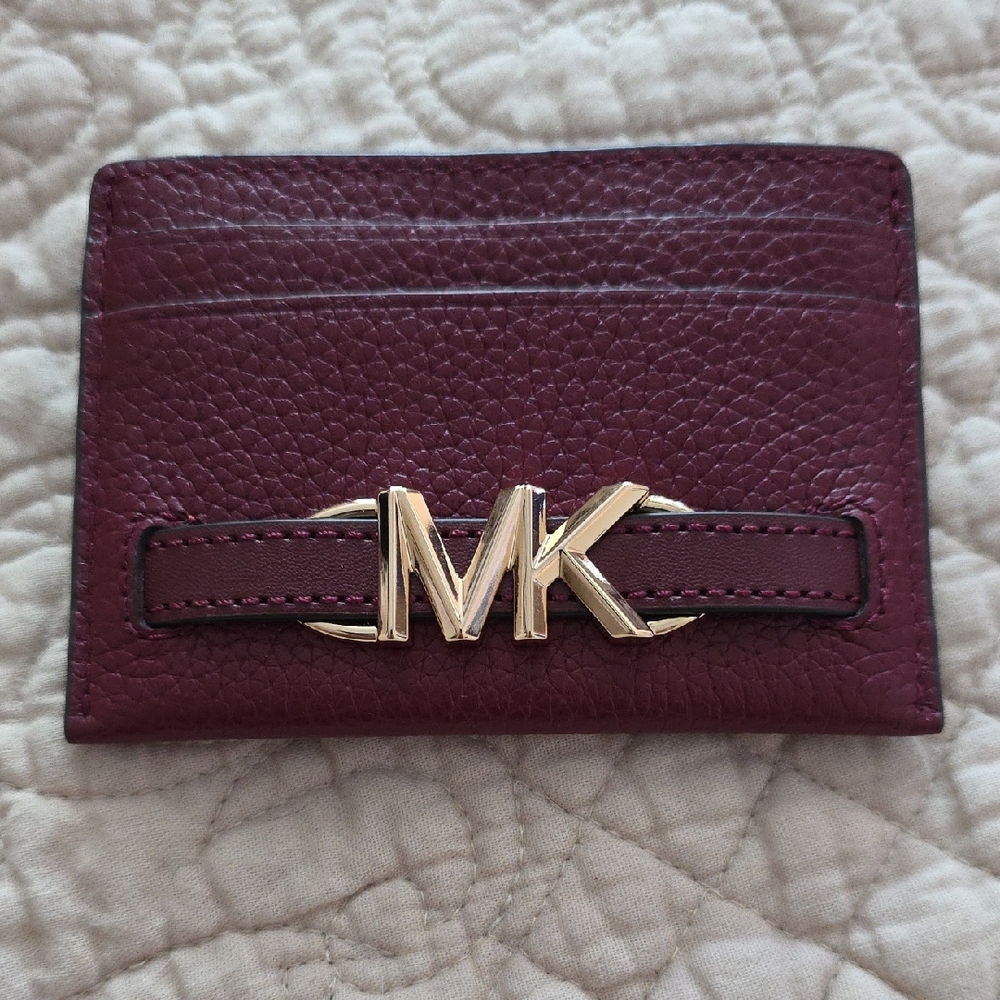 Michael Kors Plum Card Holder with Gold Logo